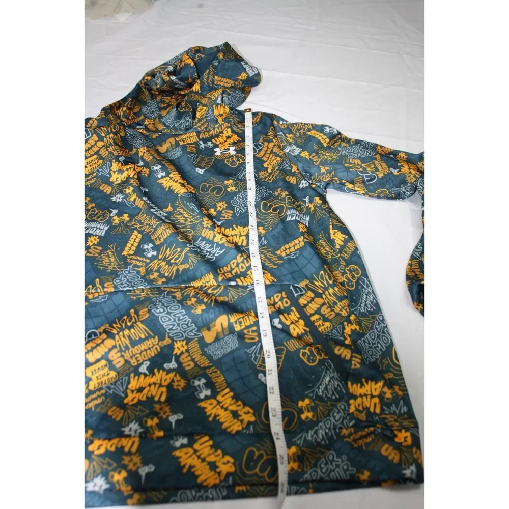 Under Armour Boys Youth XL YXL Graffiti Print Pullover Hoodie Blue Orange
